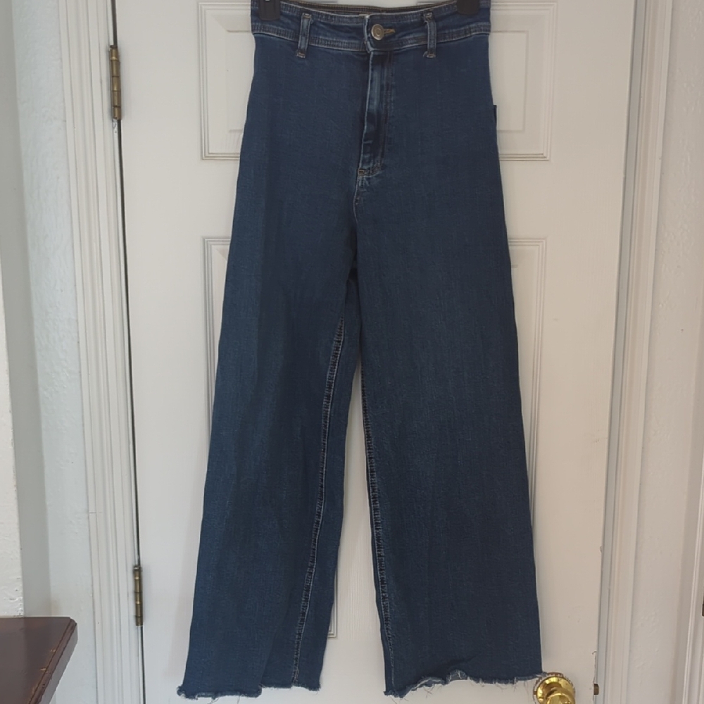 Zara Wide-Leg High-Rise Jeans - Dark Blue